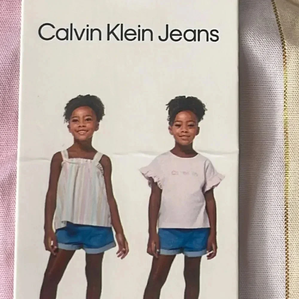 Calvin Klein pink 3 piece shirt set Jean Shorts Striped shirt #1
